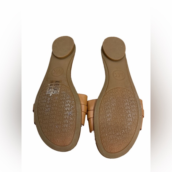 Michael Kors Tan Sandals with Gold Logo - Picture 3 of 3